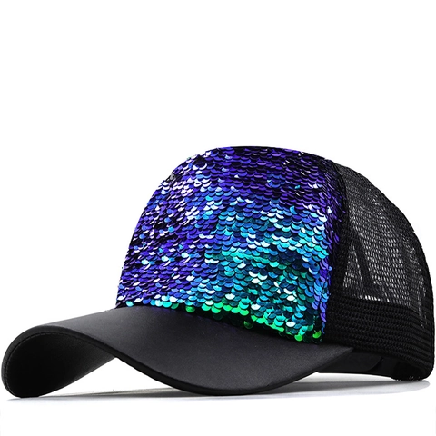 Cappello Da Baseball In Maglia Con Paillettes Per Donna Traspirante Protezione Solare Cappello Trucker Regolabile Sportivo