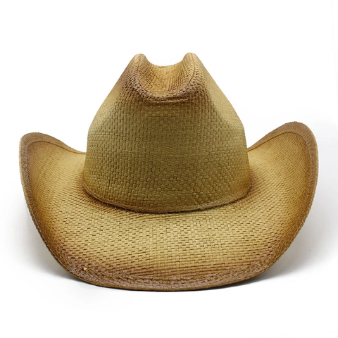 Western Cowboy Straw Hat Woven Wide Roll Brim Sun Protection Gradient Retro Outdoor Beach Travel Unisex