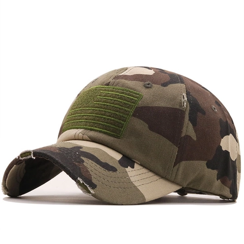 Cappello Da Baseball Distressed Cotone Camouflage Toppa Bandiera USA Regolabile Berretto Da Sole Outdoor