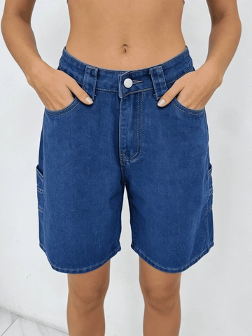 Women Denim Shorts Star Print Loose Straight Leg Knee Length Cotton Casual Fashion