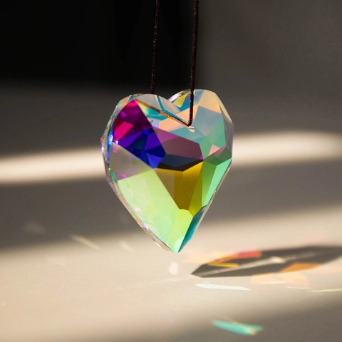 Hart Kristal Prisma Zonvanger Regenboogmaker Raam Decoratie Hangende Glazen Hanger Facet Geslepen Huis Tuin Decoratie