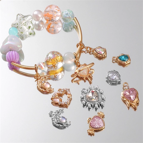 Ciondoli In Lega Cuore Luna Stella Pendenti Strass Cristallo Perla Artificial Per Fai Da Te Creazione Gioielli Collana Bracciale