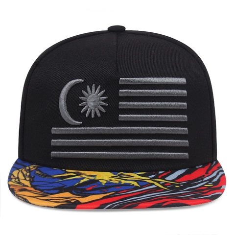 Cappello Da Baseball Snapback Ricamo Malesia Cotone Hip Hop Streetwear Visiera Piatta Cappello Regolabile Uomo Donna
