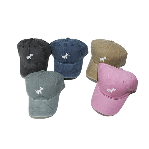 Washed Cotton Baseball Cap With Dog Embroidery Vintage Distressed Adjustable Sun Hat For Women Outdoor