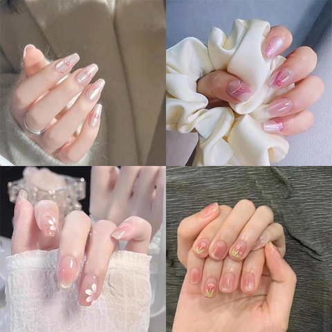 Handmade Cat Eye Press On Nails Elegant Tulip Butterfly Heart Patterns Salon Quality False Nails Women Beauty Manicure