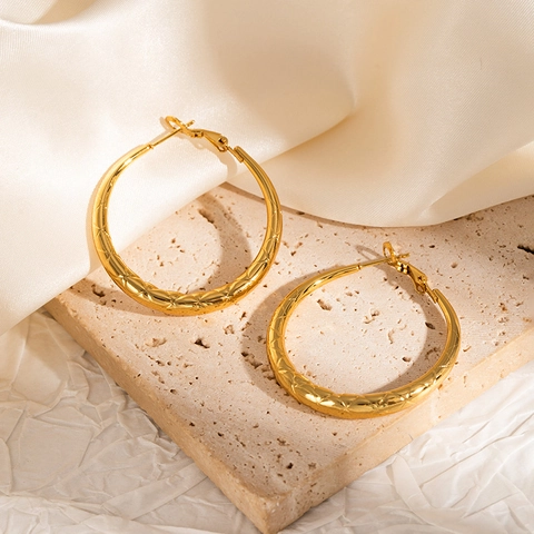Geometric Hoop Earrings 18K Gold Plated Stainless Steel Heart C-Shape U-Shaped Jewelry For Women Non-Tarnish Fashion