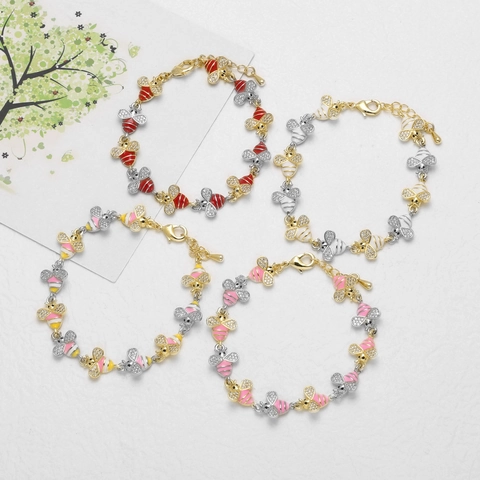 Bee Charm Bracelet Copper 18K Gold Plated Enamel Zircon Animal Jewelry Fashion Accessory For Women
