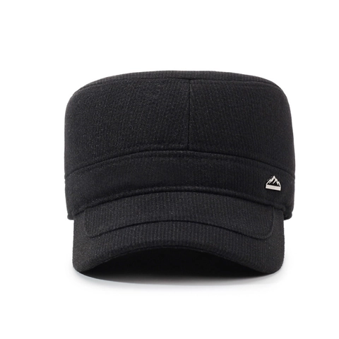 Berretto Cadet Invernale Da Uomo Caldo Lana Cotone Cappello Militare A Cima Piatta Con Protezione Per Le Orecchie