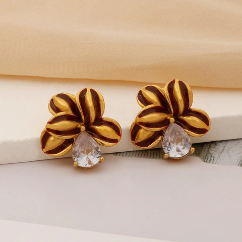Orecchini a Bottone a Forma di Fiore in Acciaio Inossidabile Vintage per Donna Orecchini a Goccia d'Acqua con Strass