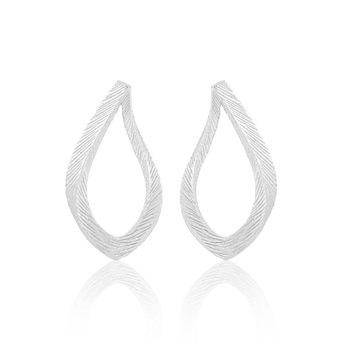 925 Sterling Silver Geometric Water Drop Stud Earrings For Women Hollow Striped Textured Metal Minimalist Jewelry Accessory