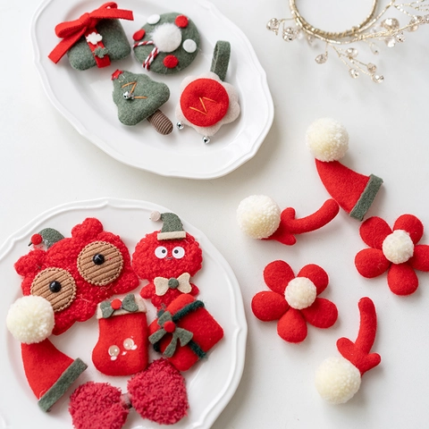 Handgemachtes Weihnachts Filz Stoff DIY Zubehör Rentier Geweih Baum Hut Bogen Bastelbedarf Für Haarklammern Kranzdeko