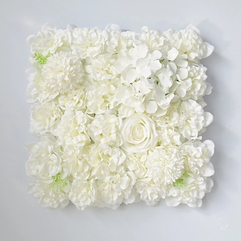 Artificial Flower Wall Panel Satin Rose Hydrangea Floral Backdrop For Wedding Party Photography Home Decor Romantic Square