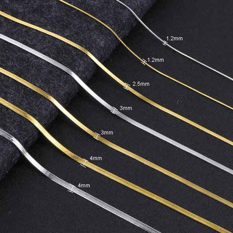 Minimalist Stainless Steel Snake Chain Necklace Round And Flat Herringbone Sleek Choker Layering Jewelry For Women Men