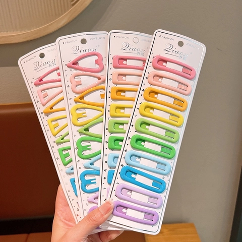 Fermagli Per Capelli Bambini Colorati Arcobaleno Macaron Lega Verniciata Forma Cuore Stella Triangolo Per Ragazze Neonati