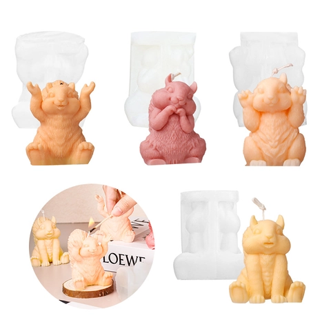 Cute Squirrel Realistic Silicone Mold For DIY Handmade Aromatherapy Candle Gypsum Resin Art Craft Tool BPA Free