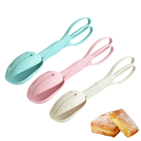 Scissor Food Tongs Wheat Straw Eco Friendly Kitchen Salad Bread Serving Clip Non Slip BBQ Picnic Buffet
