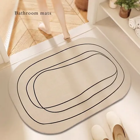 Alfombra De Baño De Tierra De Diatomeas Súper Absorbente Secado Rápido Suave Antideslizante Base De Goma Moderna