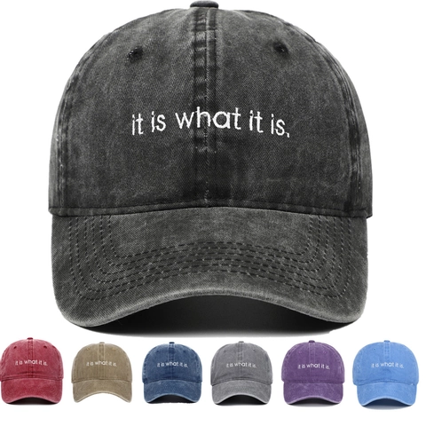 Washed Cotton Baseball Cap Bestickt It Is What It Is Verstellbare Vintage Distressed Sonnenhut Outdoor Sport Unisex