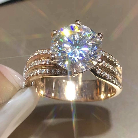 Dames Ringen Met Witte Zirkonia Legering Klassieke Klauwzetting Rond Ovaal Pavé Meerdere Rijen Glinsterende Bruidssieraden