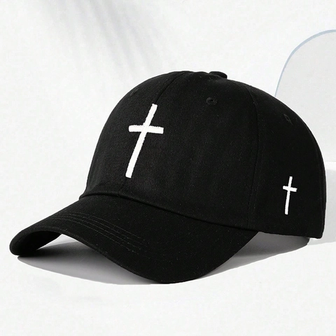 Embroidery Cross Baseball Cap Breathable Polyester Sunshade Hat Adjustable Outdoor Sport Headwear Casual Hip Hop Unisex