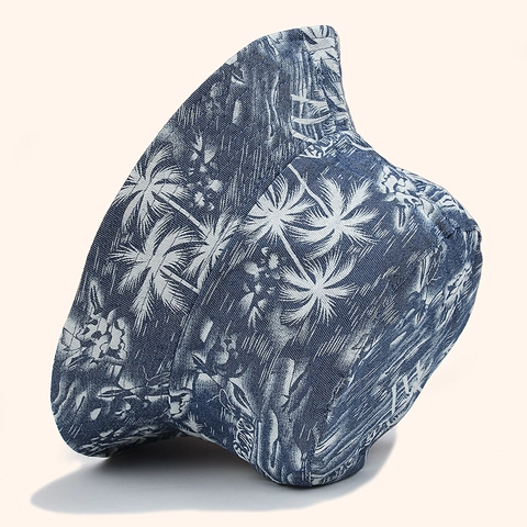 Women Reversible Bucket Hat Faux Denim Cotton Tropical Palm Tree Print Foldable Sun Protection Beach Travel Vacation Hat