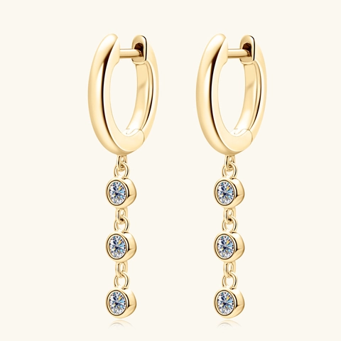 Moissanite Drop Dangle Earrings Women D Color VVS1 Round Moissanite Tiered Stone With 925 Sterling Silver Earring Post