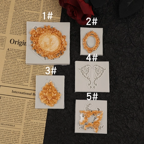 Baroque Retro Embossed Photo Frame Border Lace Silicone Mold For Fondant Cake Decorating Chocolate Resin DIY Craft