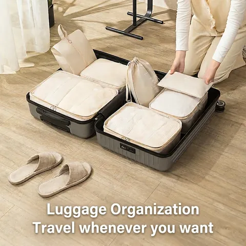 Travel Storage Bags Waterproof Fabric Mesh Luggage Organizers Packing Cubes For Suitcase Clothing Sorting
