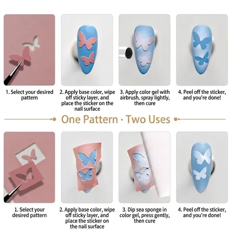 Hollow Nail Art Airbrush Stencil Stickers Butterfly Heart Star French Manicure Templates DIY Spray Paint Decor Tools