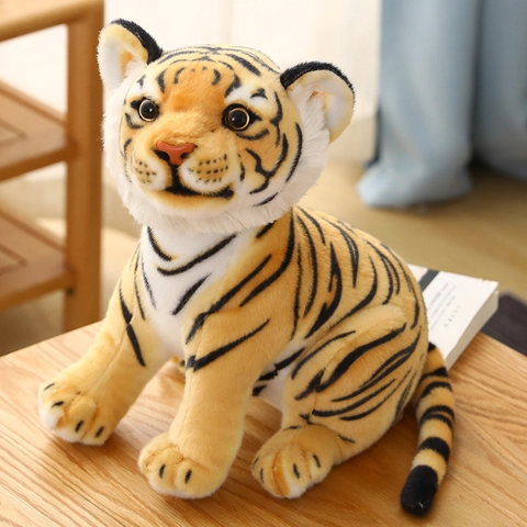 Realistic Tiger Plush Toy Soft Simulation Animal Stuffed Doll Home Decor Kids Gift Cute Striped Tiger