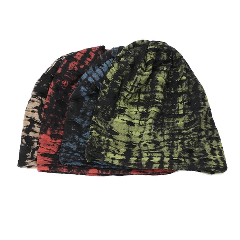 Slouchy Beanie Muts Distressed Tie Dye Acryl Gebreid Ademend Warm Winddicht Punk Streetwear Voor Heren Dames