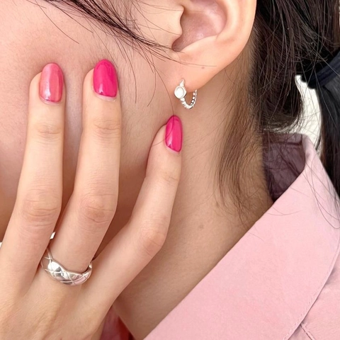 Orecchini A Cerchio In Argento Sterling 925 Con Quarzo Fragola Rosa Cristallo Tondo Gioielli Coreani Minimalisti Donna