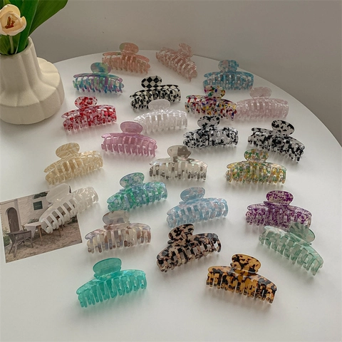Large Dragon Bone Hair Claw Clip Acetate Look Nonslip Shark Clip For Thick Hair Women Fashion Hair Accessories