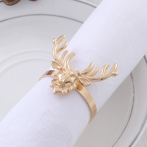 Alloy Christmas Elk Napkin Ring Electroplated Deer Antler Napkin Holder Decorative Buckle For Hotel Banquet Table Decoration