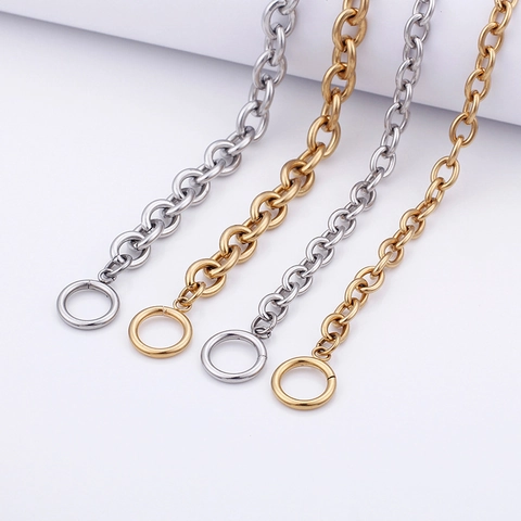 Collar De Cadena De Eslabones De Acero Inoxidable Con Cierre De Palanca OT Cadena En O Gruesa Estilo Hip Hop Punk Para Hombres Mujeres