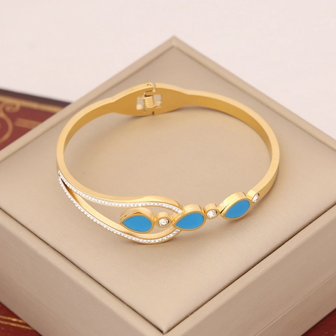 Böser Blick Gänseblümchen Schmetterling Edelstahl Armreif Für Damen Vergoldet Emaille Strass Offene Manschette Schmuck