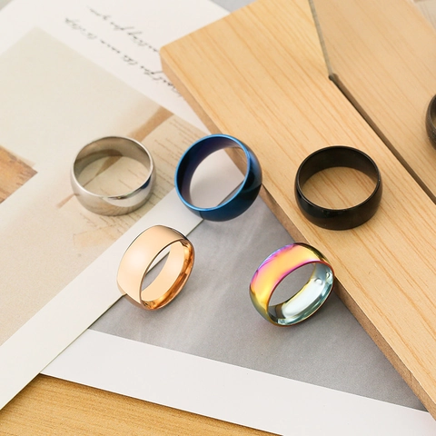 Anillo De Banda Simple De Acero Inoxidable Pulido Espejo Joyería Geométrica Ancha Moderna Para Hombres Y Mujeres Diario