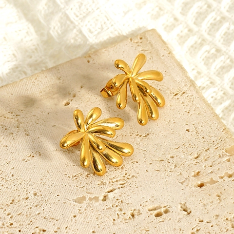 Unregelmäßige Feuerwerk Ohrstecker 18K Vergoldet 304 Edelstahl Geometrische Linie Chic Stil Mode Schmuck Für Damen
