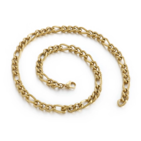 Collar Pulsera Cadena Figaro Hombres Hip Hop Rock Punk 316L Acero Inoxidable Textura Serpiente Streetwear Joyería