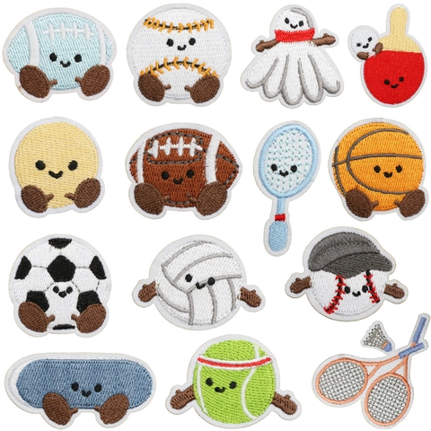 Écussons Brodés De Ballons De Sport À Repasser Fil De Polyester Décoration De Vêtements DIY Kawaii Baseball Football Basketball Volleyball