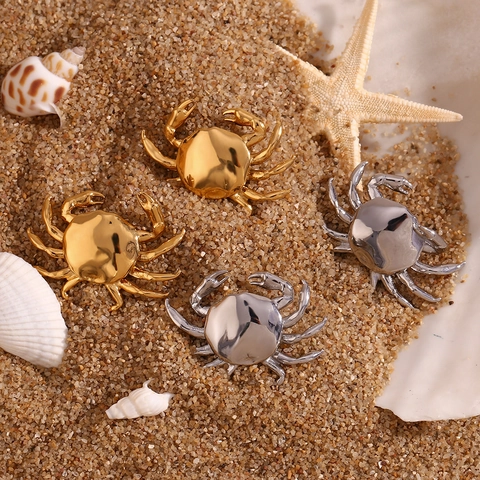 Kreative Krabben Ohrstecker Kleine Persönlichkeit Tierform Edelstahl Mit 18K Goldbeschichtung Für Damen