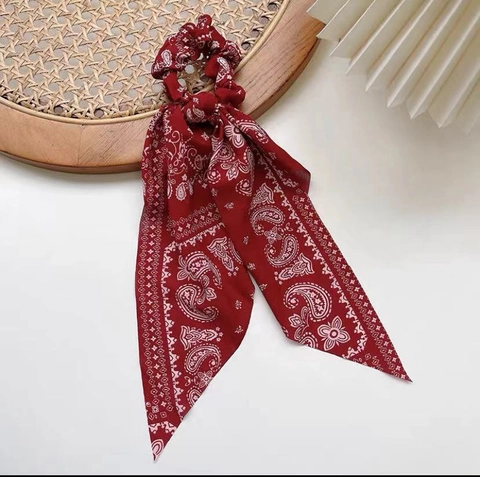 Coletero Con Estampado De Cachemira Y Cintas Largas Diseño De Bandana De Tela Accesorio Para El Cabello Estilo Francés