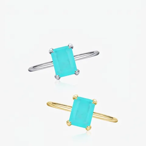 Anello In Argento Sterling 925 Pietra Turchese Verde Taglio Smeraldo Gioielli Eleganti Regalo Donna