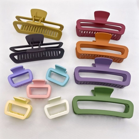 Pinzas De Pelo Mate Cuadradas Plástico Rectangulares Huecas Simple De Moda Para Mujeres Niñas