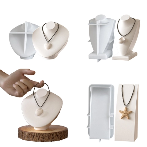 Necklace Display Stand Silicone Mold Jewelry Holder Resin Casting DIY Craft Neckline Shape For Home Storage