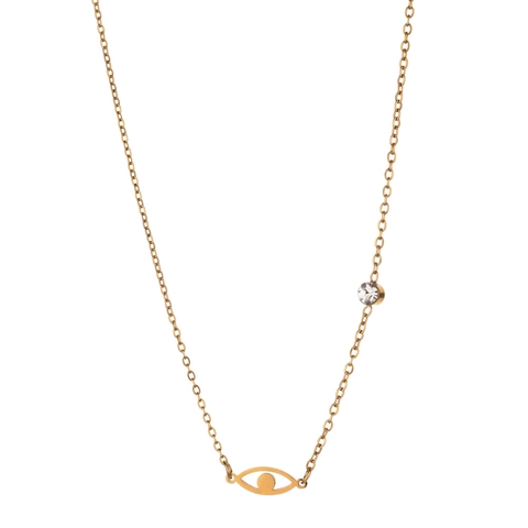 Collana con Strass in Acciaio Inossidabile per Donna Catenina Minimalista in Oro Malocchio Hamsa Croce Piuma Pendente Infinito Gioielli
