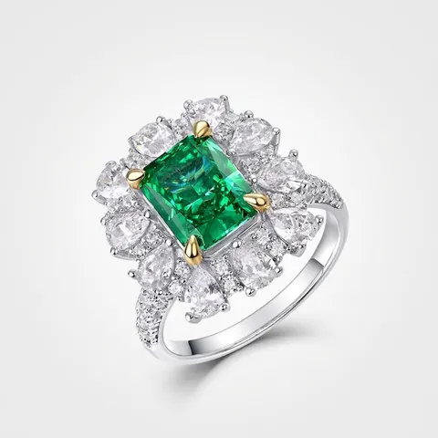 Vintage 925 Sterling Zilver Smaragdgroen Zirconia Ring Ketting Dubbel Gebruik Sieraden Dik Zilver Witgoud Verguld Luxe Ring Voor Vrouwen