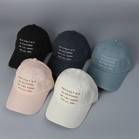 Casquette De Baseball Brodée Lettre Citation California Coton Lavé Vintage Top Souple Chapeau Solaire Réglable Décontracté