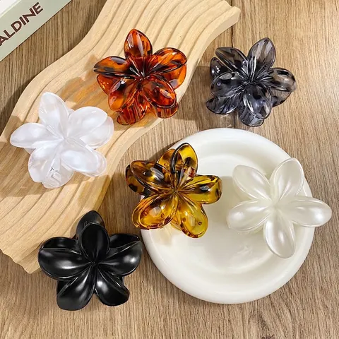 Flower Hair Claw Clip Acetate Acrylic Leopard Print Tortoiseshell Elegant Hair Accessories For Women
