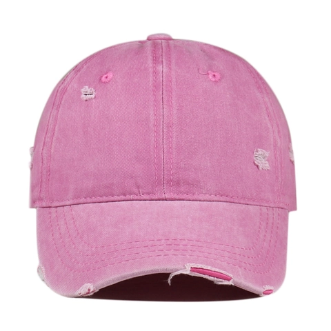Distressed Washed Cotton Baseball Cap Zerrissene Löcher Retro Streetwear Peaked Hat Verstellbar Unisex